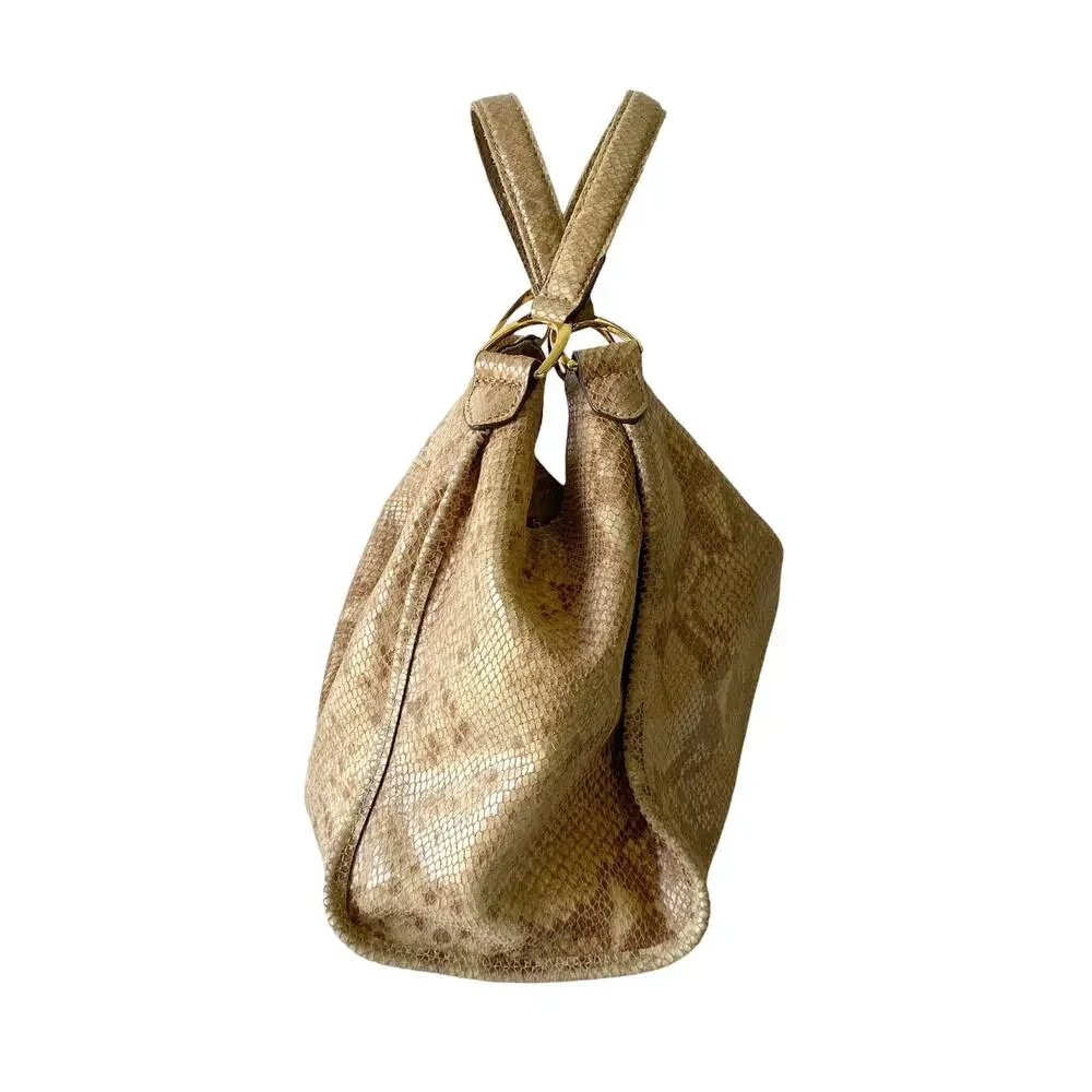 G.I.L.I Leather Snake Print Hobo Tote Shoulder Bag Purse